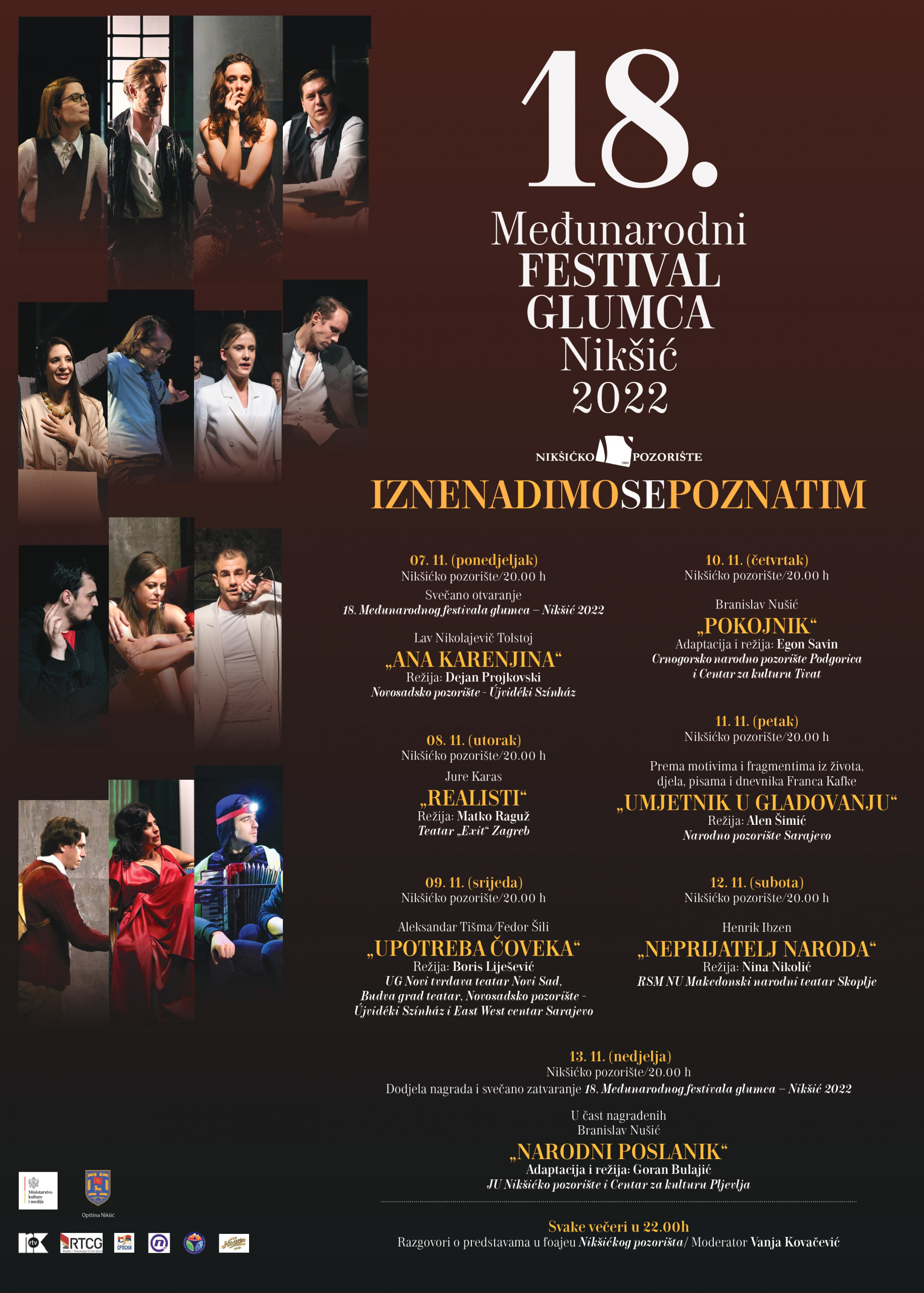 Međunarodni festival glumca Nikšić 2022 – u takmičarskom programu šest predstava i sedma u čast nagrađenih