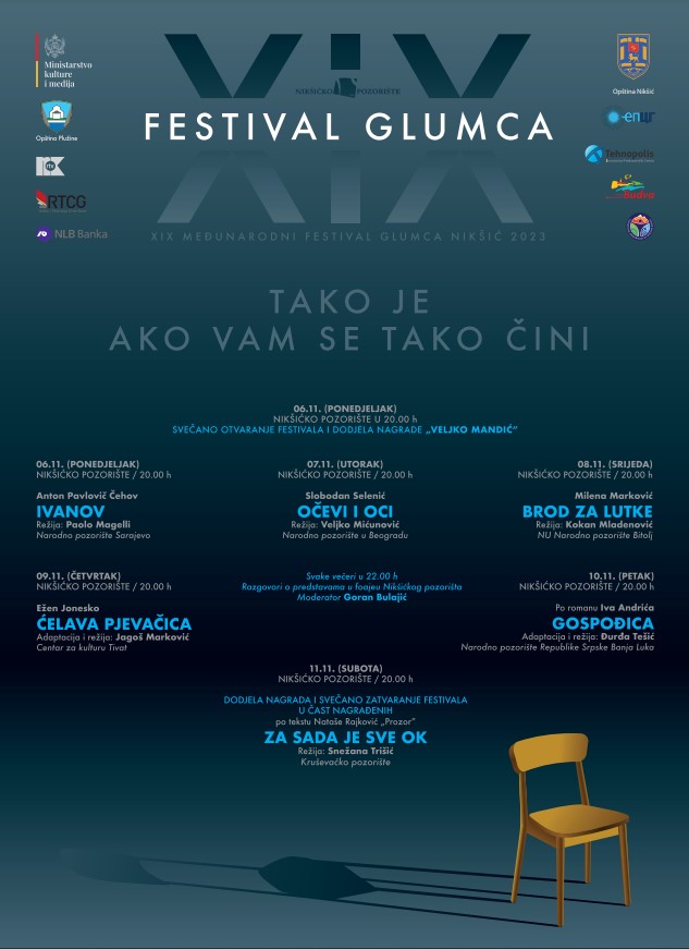 „Međunarodni festival glumca Nikšić 2023“ od 6. do 11. novembra